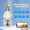 Light Bulb Security Camera With E27 Connector, 1080P Home Wifi Security Camera, 355 Degree Pan/Tilt Panoramic Surveillance Camera, Smart Motion Detection, Two-Way Audio, 2.4Ghz Only, Wi Fi Camera, IP Camera, Indoor/Outdoor Security Camera